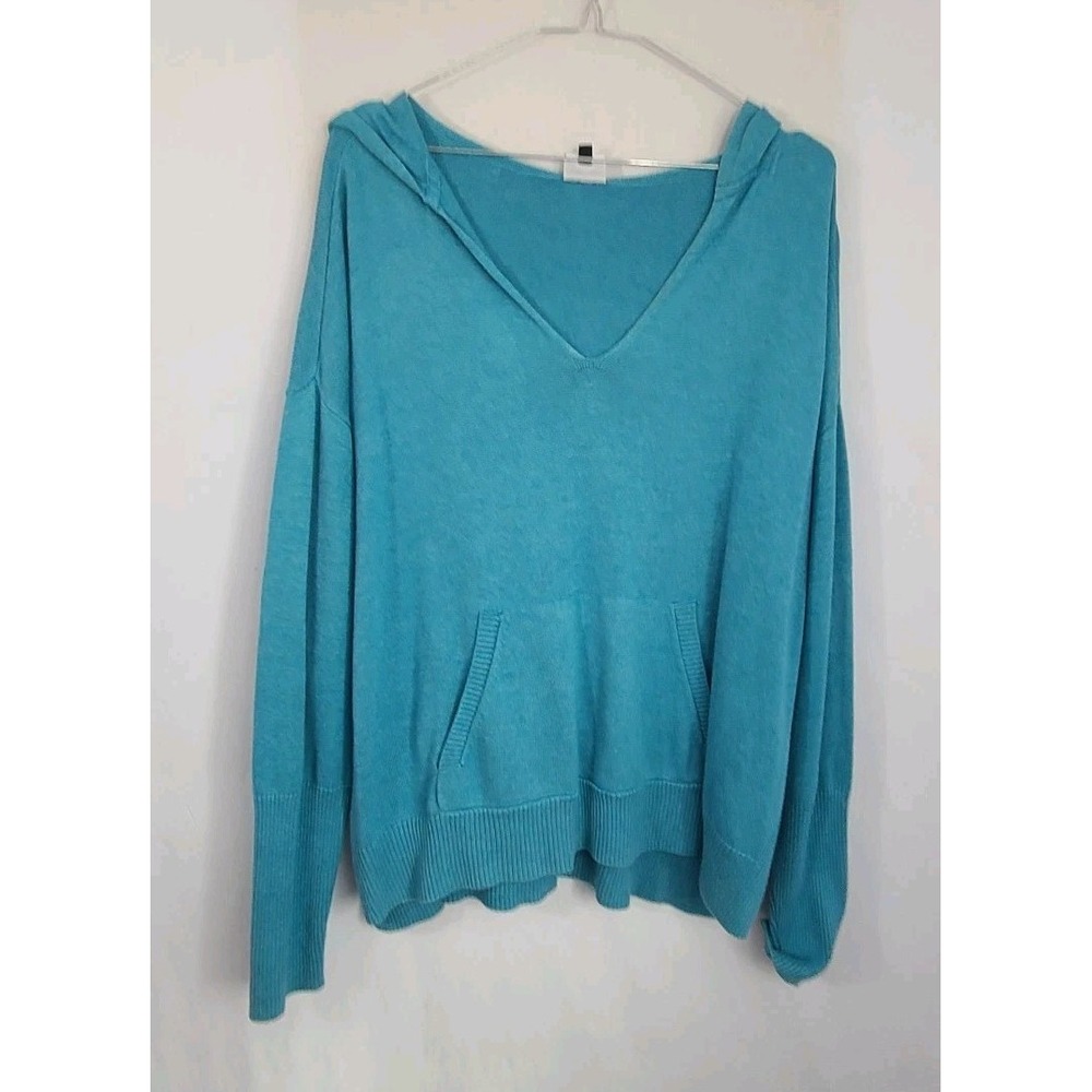 Cabi Hop To Hoodie Womens Large Turquoise Blue Sweater Pullover Style #5835